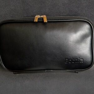 NWT BOBZIA LARGE CAPACITY TOILETRY COSMETICS BAG UNISEX VEGAN LEATHER BLACK